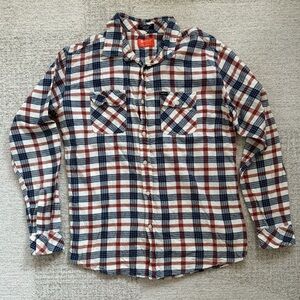 Men’s Matix Red and Blue Checkered Button-Down Flannel Shirt